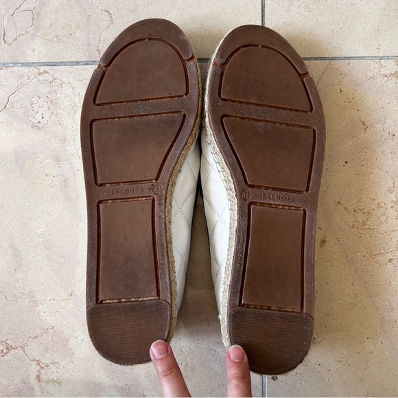 Talbots Women's Flats Size 8.5 White/Black Izzy Quilted Soft Nappa Espadrille - Picture 6 of 10